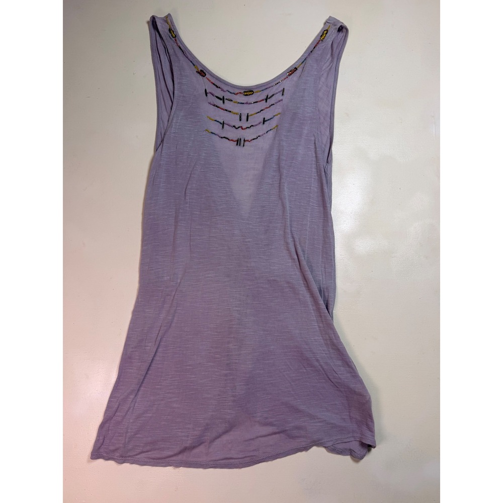 Free People Tank Top Womens S Lavender Excellent Beaded Boho Draped Back Slub